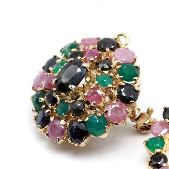 Two (2) Contemporary Genuine Gemstones Multi Color Pendant Brooch - Picture 3 of 7